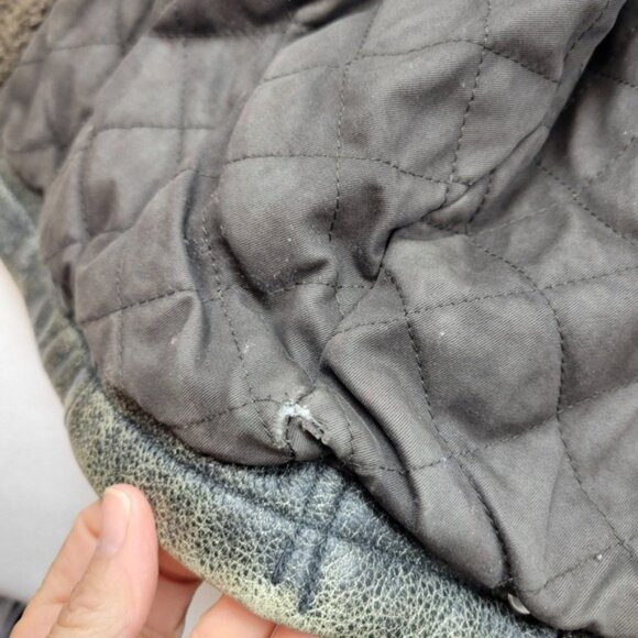 VTG GAP Sherpa Lined Leather Jacket Men Small Trucker Western Barn Coat Y2K - Picture 7 of 16